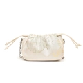 Sac bandoulière en soie PU beige avec broderie chinoise élégante d'oiseaux et fleurs - Blanc