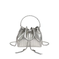 Secchiello metallizzato argento con chiusura a coulisse e nappe a catena decorative - Argento