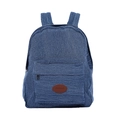 Klassischer blauer Denim-Rucksack für Damen mit Vordertasche und verstellbaren Trägern - Dunkelblau
