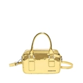 Metallic gold mirror Boston mini handbag with top handles and adjustable shoulder strap - Gold