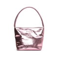 Rosafarbene Metallic-Handtasche aus PU-Leder mit Knitteroptik und trendigem Design - Rosa