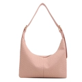 Borsa hobo sottobraccio in pelle PU rosa con texture intrecciata, fibbie dorate e tracolla - Rosa