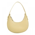 Borsa hobo minimalista giallo pallido in pelle PU liscia con design a tracolla elegante - Giallo crema