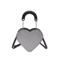 Zilveren glitter hartvormige PU-leren handtas met zwarte handvaten en schouderband - Zwart Type 2