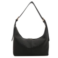 Borsa hobo minimalista nera con motivo a coccodrillo e dettagli dorati - Nero