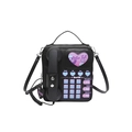 Creative black retro telephone shoulder bag with dial detail and heart decoration - Black