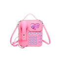 Pink retro telephone-shaped crossbody bag with a handset handle and heart window - Pink