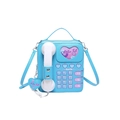Retro telephone shaped PU crossbody bag in light blue with heart details and y2k style - Blue
