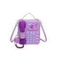 Sac bandoulière créatif téléphone rétro lilas avec breloque cœur et design mailbox full - Violet