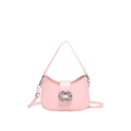 Bolso hobo de cuero PU rosa con hebilla de strass y correa ajustable - Rosa