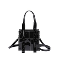 Borsa a tracolla alla moda in pelle PU nera con cuciture bianche e manico superiore - Nero