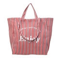 Sac fourre-tout tendance en toile avec rayures rouges et blanches et imprimé Enjoy - Rouge