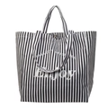 Sac fourre-tout en toile à rayures noires et blanches avec imprimé Enjoy Park City - Noir