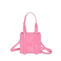 Borsa a tracolla rosa in ecopelle con cuciture geometriche e logo Fashion sui manici - Rosa