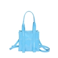 Borsa a tracolla in PU blu lucido con cuciture bianche e logo FASHION alla moda sul manico - Blu
