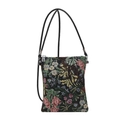 Mini borsa a tracolla in broccato floreale con motivi di fiori colorati e cordino nero - Camelia