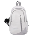 Sac de poitrine en nylon blanc et gris avec fermetures éclair et pendentif peluche - Gris