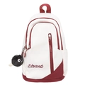 Sac à bandoulière en nylon blanc avec bordure bordeaux et un pendentif en peluche - Rouge