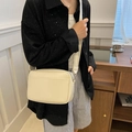 Bolso bandolera de cámara de cuero PU blanco crema con correa ancha ajustable - Blanco Roto
