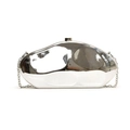 Elegant mirror silver acrylic pebble clutch bag with detachable metal chain strap - Silver