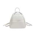 Mochila minimalista de cuero PU blanco para mujer con correas ajustables y detalles plateados - Blanco Roto