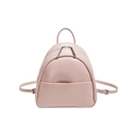 Mini mochila minimalista de cuero PU rosa claro con correas ajustables y detalles plateados - Rosa
