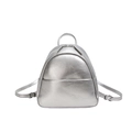 Mini mochila de cuero PU plateado con textura metálica y cierre de cremallera doble - Plateado