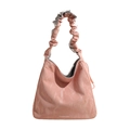 Bolso hobo rosa de cuero PU con asa plisada y acabado con textura efecto mármol - Rosa