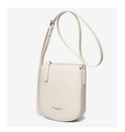 Sac bandoulière minimaliste en cuir grainé beige avec bandoulière réglable - Blanc Cassé