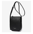 Sac bandoulière chic en cuir noir à texture litchi avec bandoulière réglable et zip - Noir