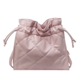 Elegante borsa a secchiello rosa trapuntata in PU con coulisse e spalline sottili - Rosa