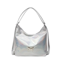 Chique zilveren holografische PU-lederen hobo tas met een metalen vlinderdecor - Zilver