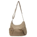 Minimalistische khakifarbene Crossbody-Tasche mit mehreren Taschen und verstellbarem Gurt - Khaki