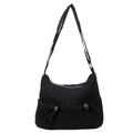 Borsa a tracolla minimalista in tessuto nero con design a pieghe e cinturino - Nero