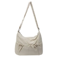 Borsa a tracolla in tela bianco crema con tasche laterali a coulisse e fibbie - Bianco Sporco