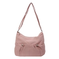 Borsa a tracolla in nylon rosa con tre tasche a coulisse e chiusura con zip in metallo - Rosa