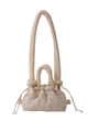 Minimalist cream polyester crossbody bag with drawstring closure and knotted straps - Off White