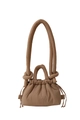 Quilted khaki polyester shoulder bag with drawstring closure and knotted strap - Khaki