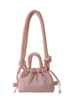 Pink quilted polyester crossbody bag with drawstring closure and knotted straps - Pink