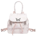 Sac à dos en cuir PU à imprimé papillon avec un clip papillon argenté décoratif élégant - Rose