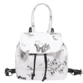 Mini sac à dos en PU blanc avec imprimé papillon gris et boucle papillon en métal - Noir