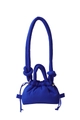 Minimalist royal blue puffy crossbody bag made of shiny polyester with drawstring closure - Blue