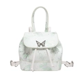 Mini sac à dos blanc en PU avec imprimés papillons verts et boucle métallique - Vert
