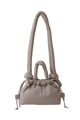 Beige quilted cloud shoulder bag with puffer texture and thick knotted strap - Beige Grey