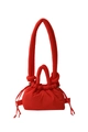 Vibrant red puffy polyester crossbody bag with drawstring closure and knotted strap - Red