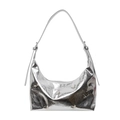 Silberne Hobo-Tasche mit Falten-Struktur und dekorativen Schmetterlingsschnallen - Silber