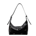 Modische schwarze PU-Leder Hobo-Tasche mit glänzenden silbernen Schmetterlingsanhängern - Schwarz