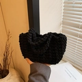 Handgefertigte schwarze gewebte Beuteltasche aus dicker Baumwolle im schlichten Design - Schwarz
