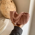 Handgefertigte gewebte Eimerhandtasche aus Baumwolle in Altrosa mit Tragegriff - Rosa