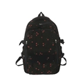 Sac à dos en velours côtelé noir à motif cerises avec boucles réglables - Cerise Noire
